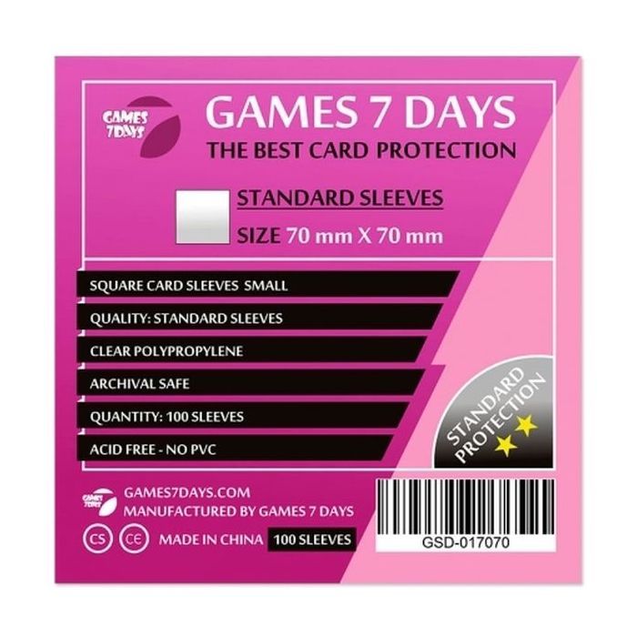 Протектор для карт Games 7 Days 70 х 70 мм, Square Small, 100 шт (STANDART) (GSD-017070)