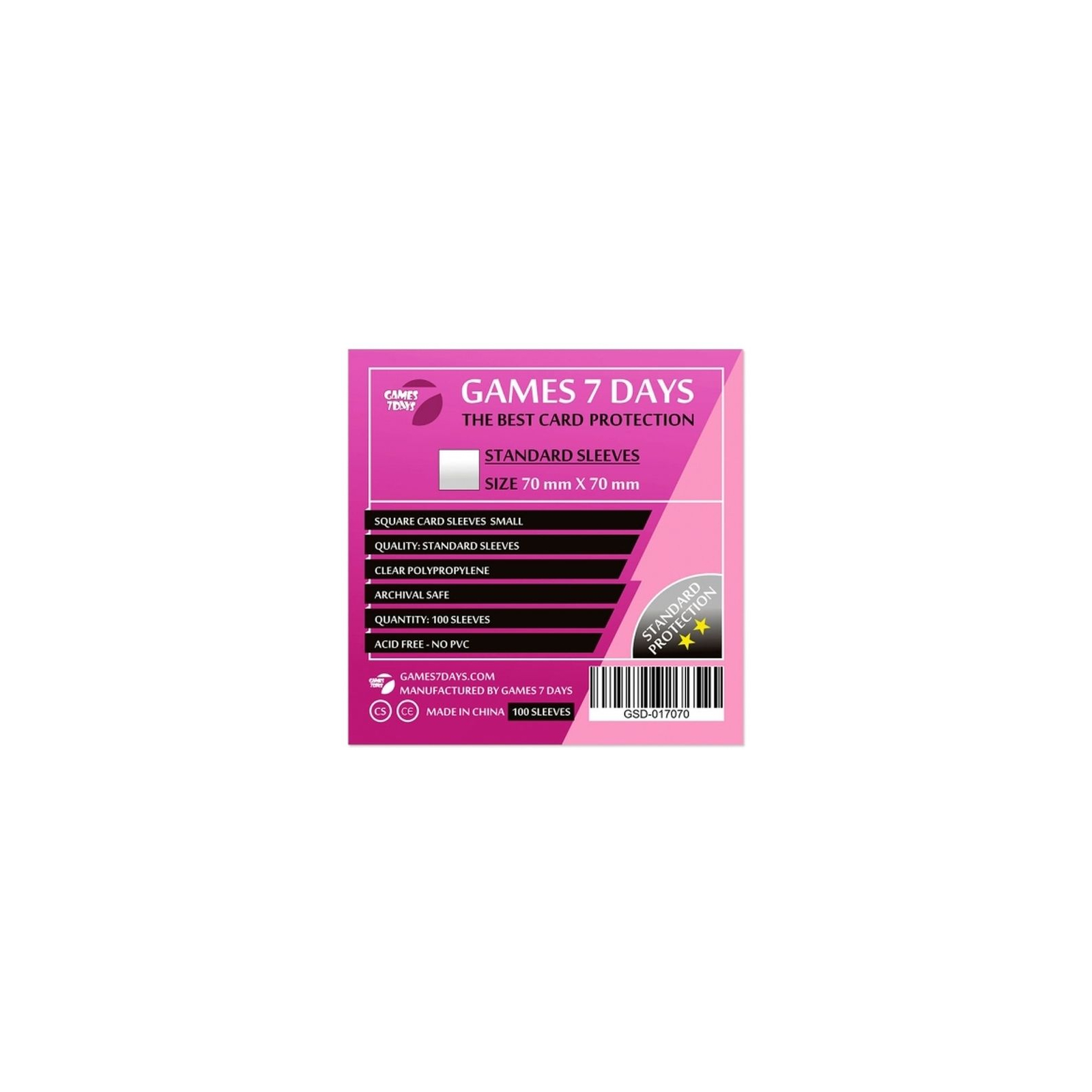 Протектор для карт Games7Days 70 х 70 мм, Square Small, 100 шт (STANDART) (GSD-017070)