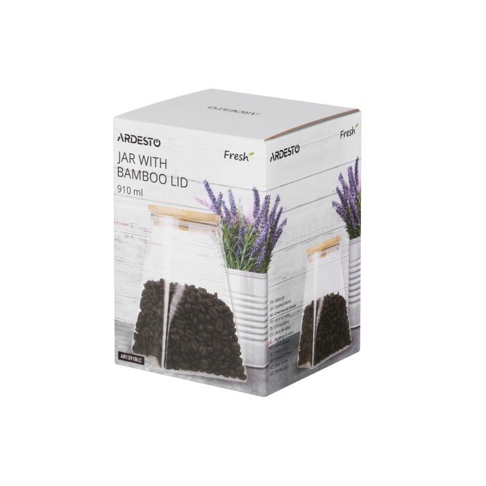 Емкость для сыпучих продуктов Ardesto Fresh конус, стекло, бамбук 740 мл (AR1374BLC) изображение 2