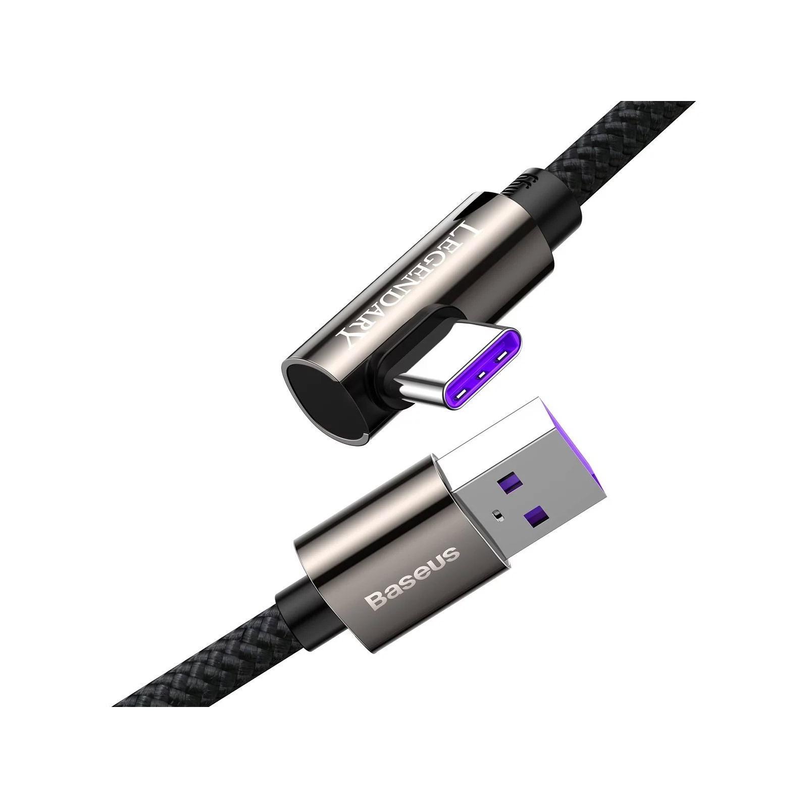 Дата кабель USB 3.1 AM to Type-C 1.0m CATCS 66W 90 Legend Series Elbow Black Baseus (CATCS-B01) изображение 2