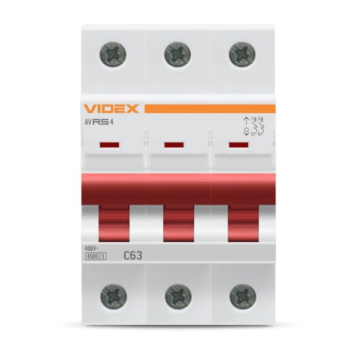 Автоматичний вимикач Videx RS4 RESIST 3п 63А С 4,5кА (VF-RS4-AV3C63) зображення 2