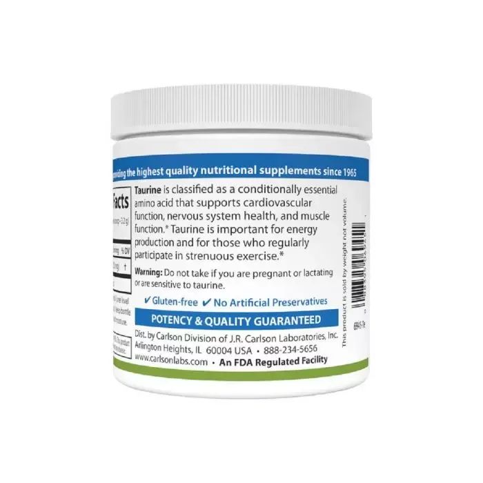 Амінокислота Carlson Таурін у порошку, Taurine, Amino Acid Powder, 100 гр (CL06945) зображення 3