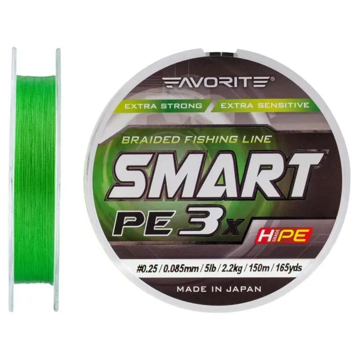 Шнур Favorite Smart PE 3x 150м 0.25/0.085mm 5lb/2.2kg Light Green (1693.10.62) изображение 2