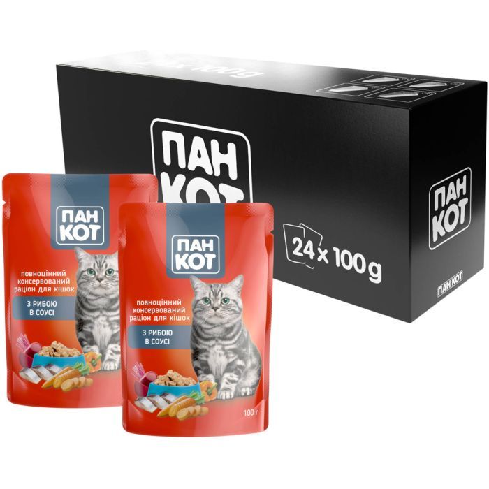 Влажный корм для кошек Пан Кот рыба в соусе 100 г (4820111141043) изображение 3