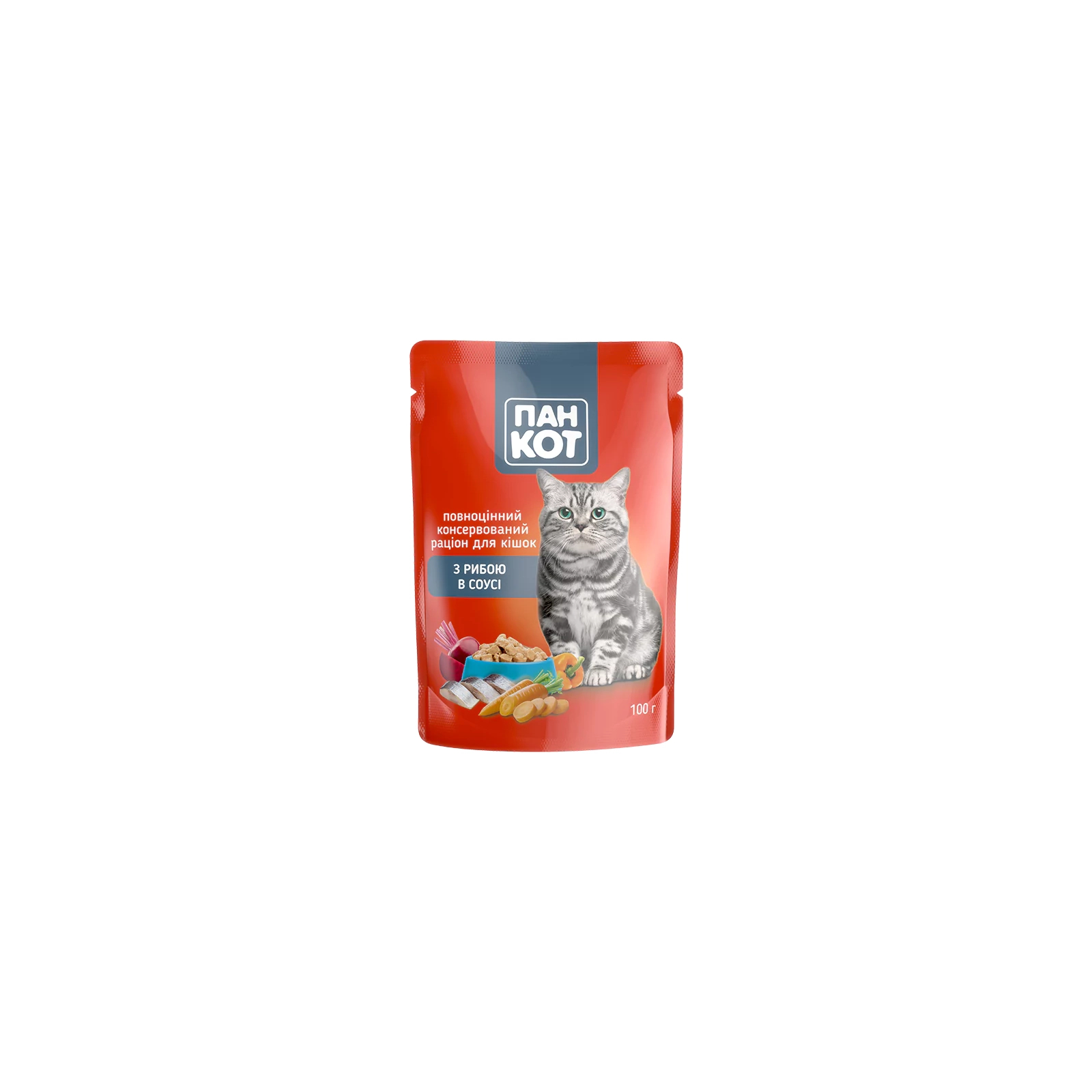Влажный корм для кошек Пан Кот рыба в соусе 100 г (4820111141043)
