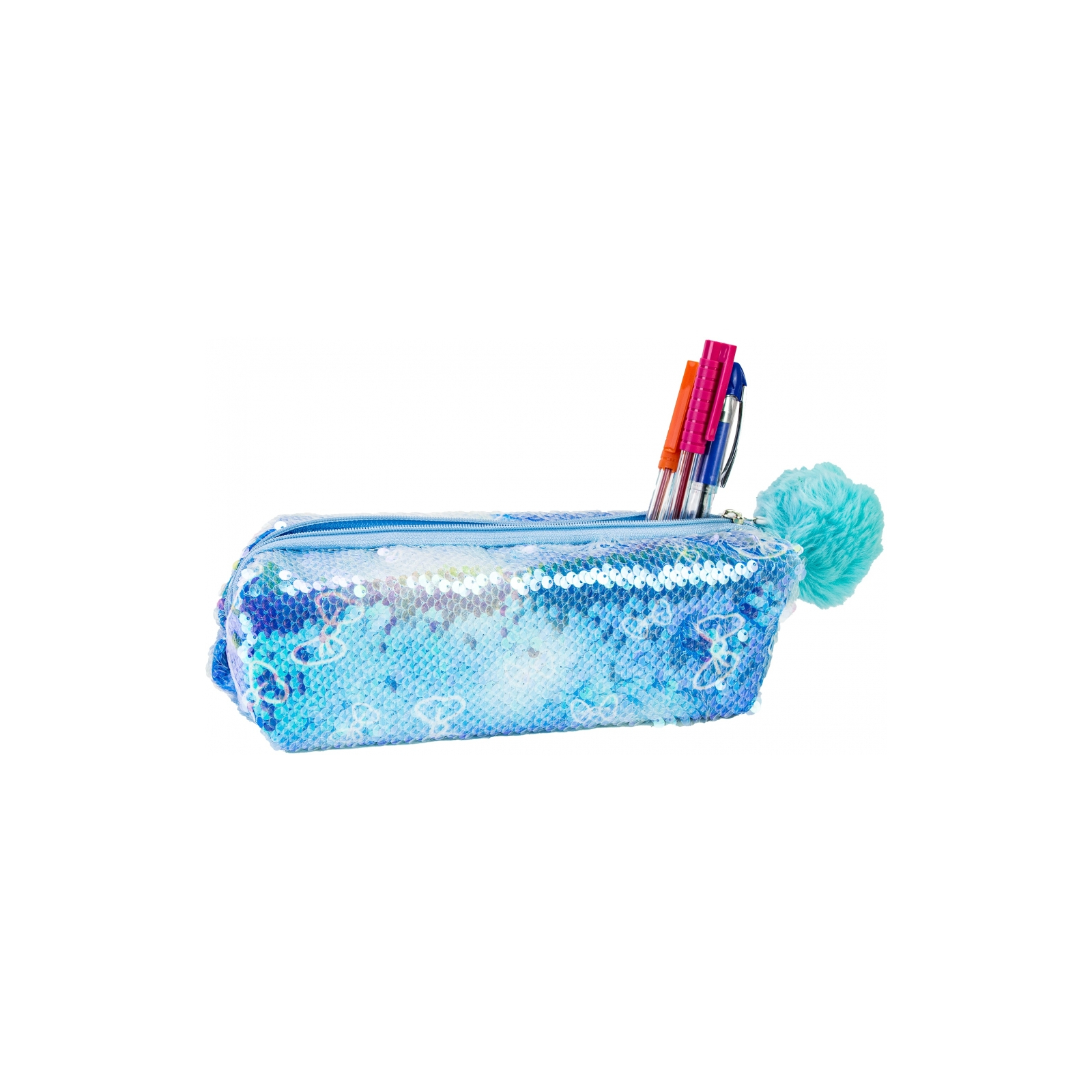 Пенал Cool For School с пайетками и помпоном 1 отделение голубой (CF87078) изображение 2