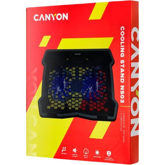Підставка до ноутбука Canyon NS03, 10-15.6 laptop, dual-fan with 2x2.0 USB hub (CNE-HNS03) зображення 4
