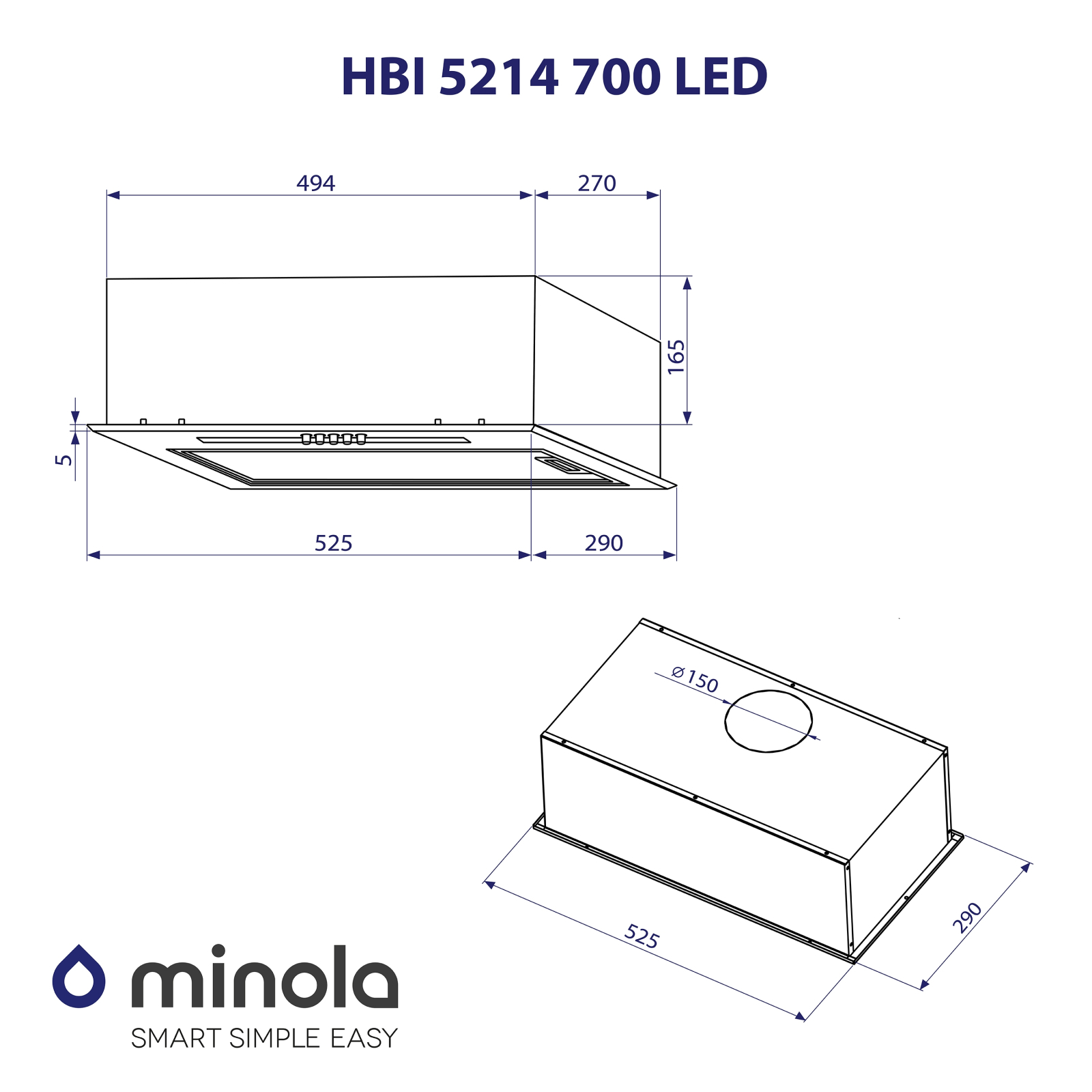 Витяжка кухонна Minola HBI 5214 I 700 LED зображення 11