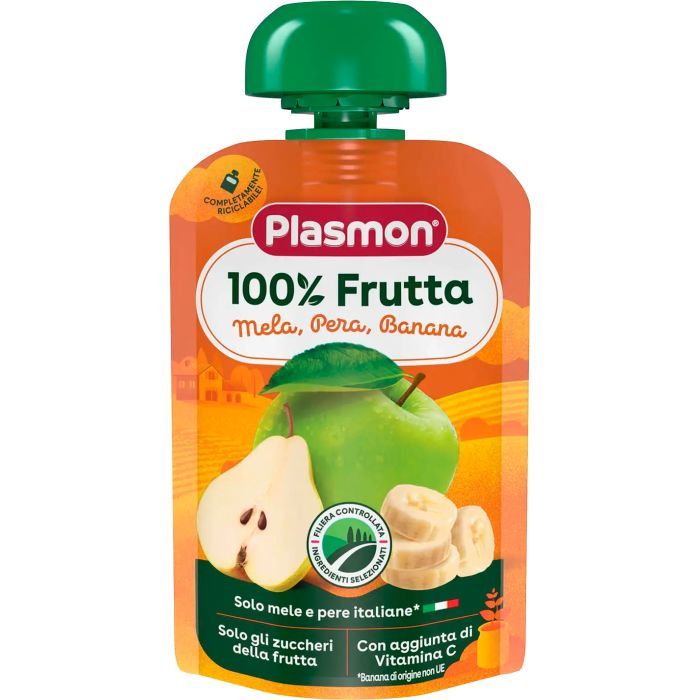 Дитяче пюре Plasmon Яблуко, груша, банан 100 г (1136124)