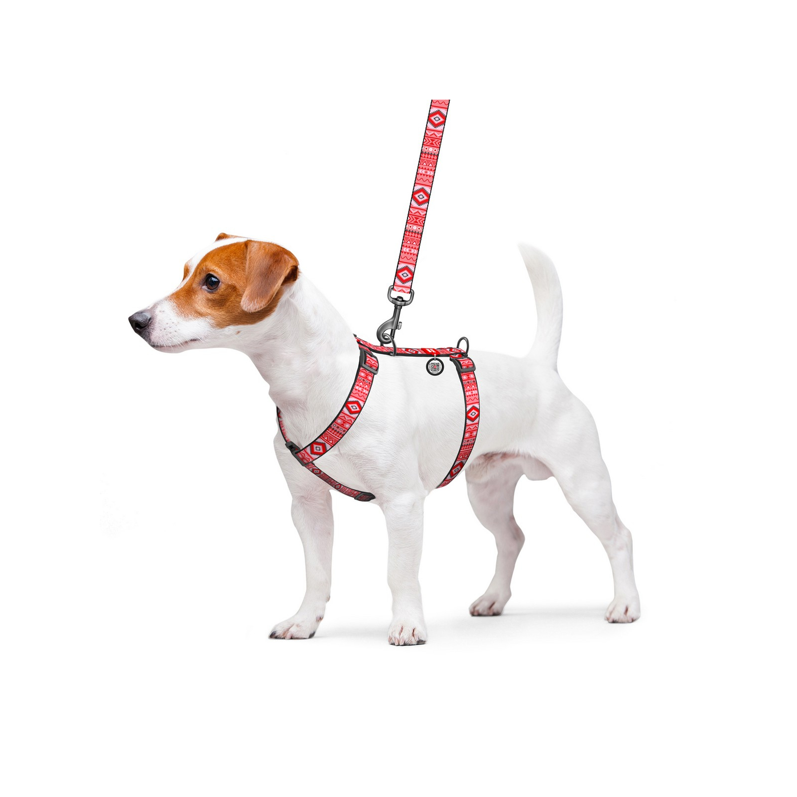 Шлей для собак WAUDOG Nylon анатомическая H-образная "Этно красный" М (5590) изображение 3