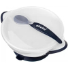 Набір дитячого посуду Akuku тарілка на присосці з ложкою, білий-синій (A0503)