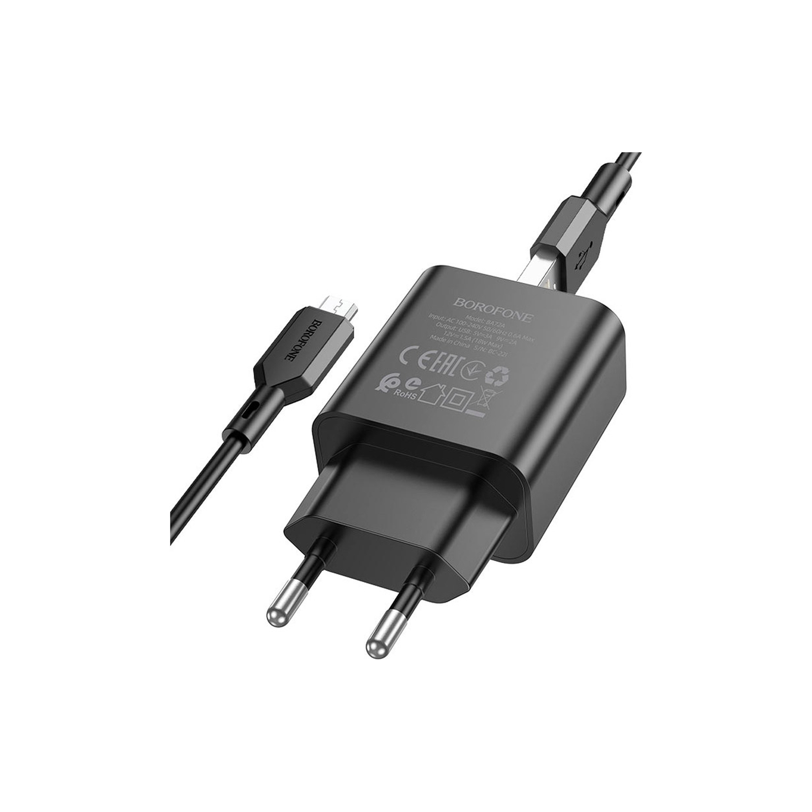 Зарядное устройство BOROFONE BA72A charger set (Micro) Black (BA72AMB) изображение 3