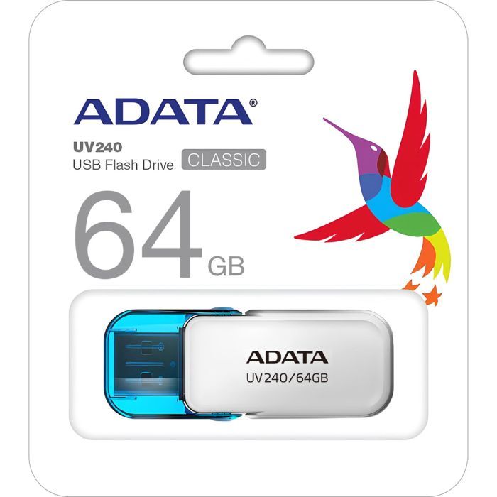 USB флеш накопитель ADATA 64GB AUV 240 White USB 2.0 (AUV240-64G-RWH) изображение 3