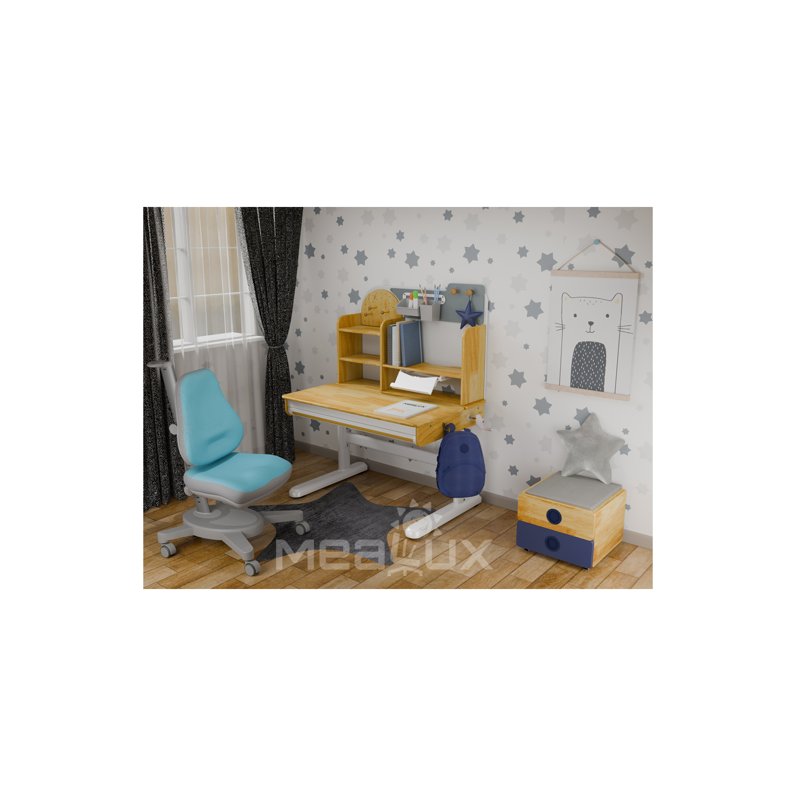 Парта с креслом Mealux Timberdesk S (парта+кресло+тумба) (BD-685 S+ box BD 920-2 BL+Y-110 DBG) изображение 2