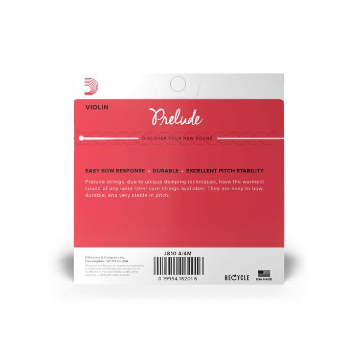 Струни для скрипки D'Addario Prelude Violin String Set 4/4 Scale Medium Tension (J810 4/4M) зображення 3