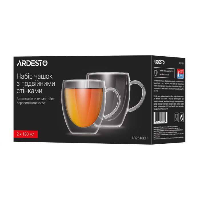 Набір чашок Ardesto BH 180 мл 2 шт прозорий (AR2618BH) зображення 4