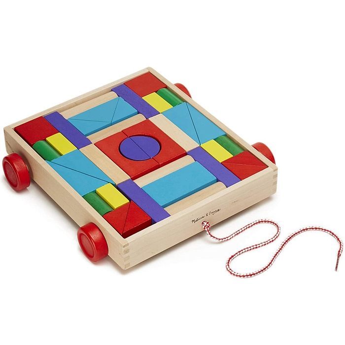 Кубики Melissa&Doug Набір дерев'яних блоків на візку (MD14209)