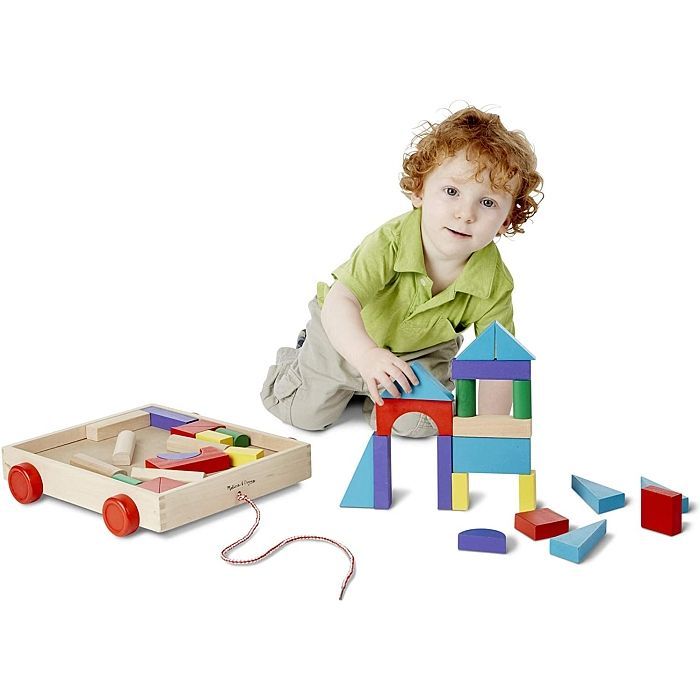Кубики Melissa&Doug Набір дерев'яних блоків на візку (MD14209) зображення 3