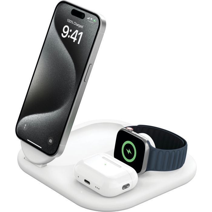 Зарядное устройство Belkin 3in1 Magnetic Foldable iPhone/Watch/AirPods Qi2 15W white (WIZ029VFWH) изображение 7