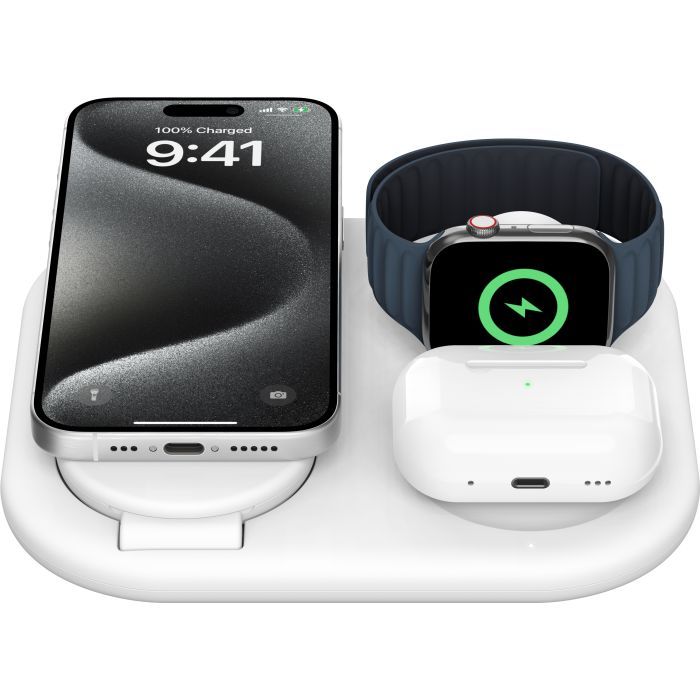 Зарядное устройство Belkin 3in1 Magnetic Foldable iPhone/Watch/AirPods Qi2 15W white (WIZ029VFWH) изображение 8