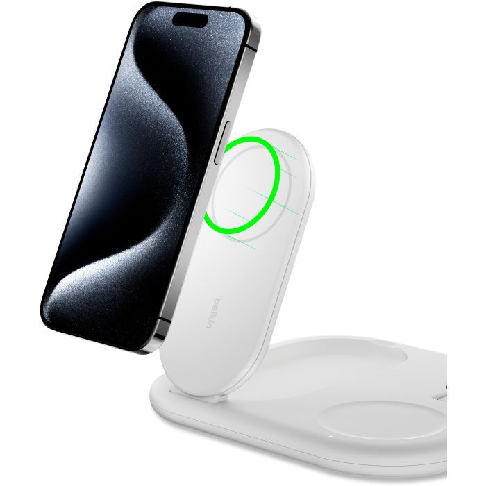 Зарядное устройство Belkin 3in1 Magnetic Foldable iPhone/Watch/AirPods Qi2 15W white (WIZ029VFWH) изображение 9