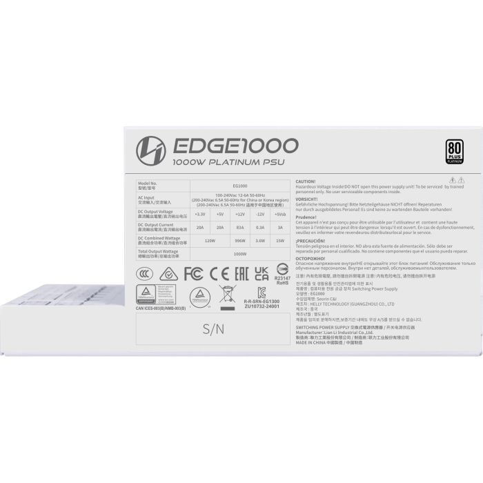 Блок питания Lian Li 1000W EDGE1000 White (G9P.EG1000.WE00.EU) изображение 3