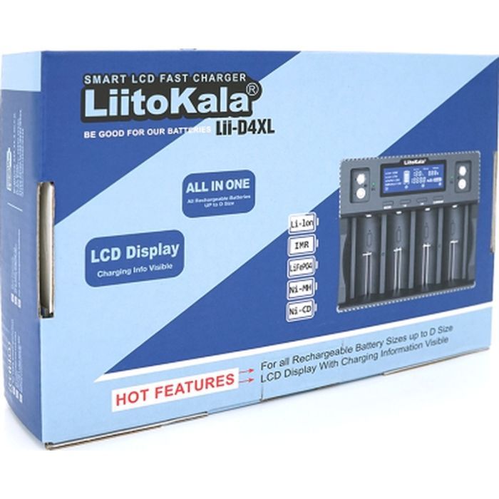 Зарядное устройство для аккумуляторов Liitokala 4 Slots+2, Ni-MH/Ni-CdAA,AAA,C, +Крона, Li-ion/IMR32650,21700,18650 (Lii-D4XL) изображение 5
