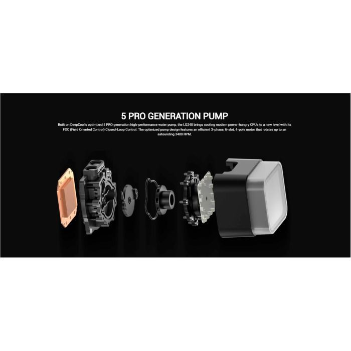 Система жидкостного охлаждения Deepcool LQ240 Black (R-LQ240-BKLSMW-G-1) изображение 8