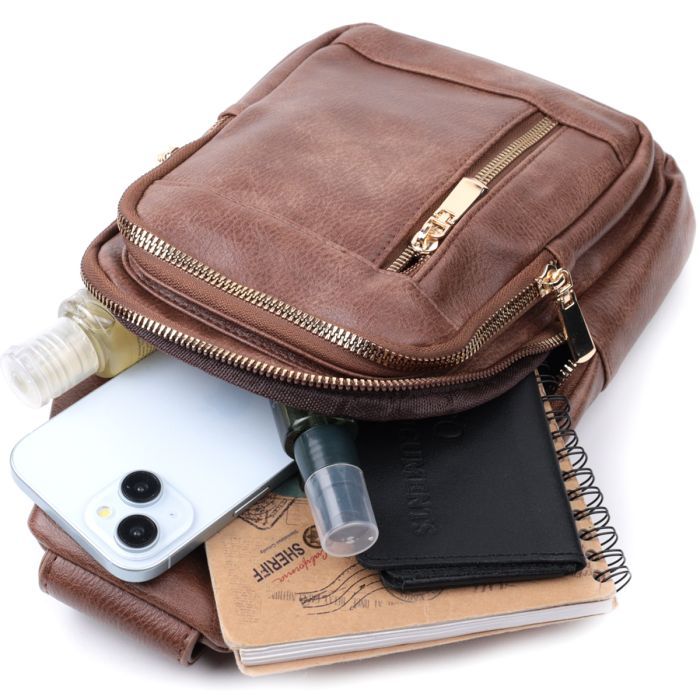 Сумка Vintage Из экокожи Коричневая (22747) изображение 8