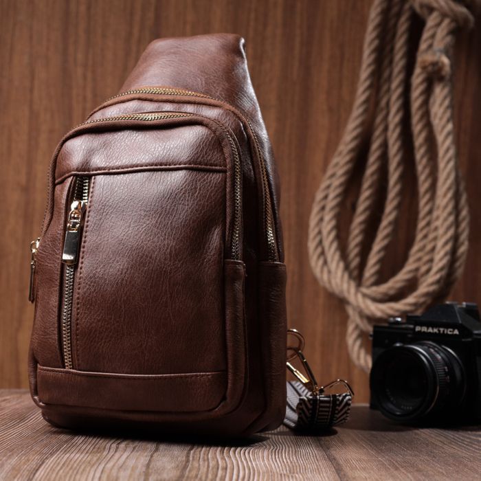 Сумка Vintage Из экокожи Коричневая (22747) изображение 9