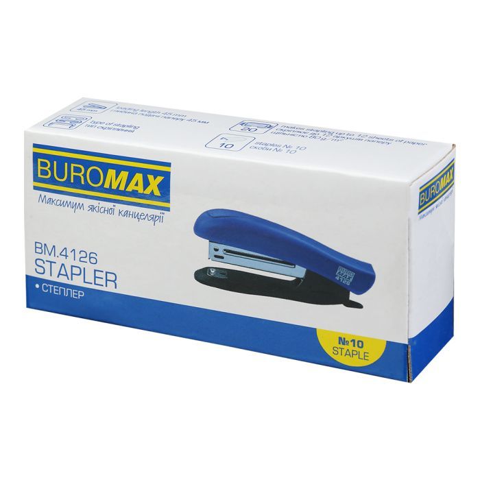 Степлер Buromax пластиковий, 12 аркушів, (скоби №10), 88 х 44 х 22 мм, червоний (BM.4126-05) зображення 5