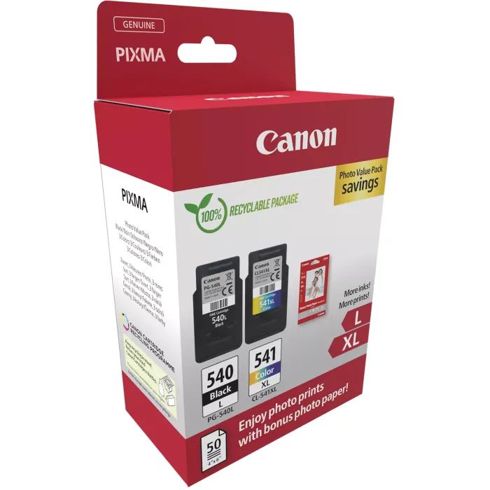 Картридж Canon PG-540 Multipack PG-540L/CL541XL BK, Color +Glossy Photo Paper (5224B012) зображення 2