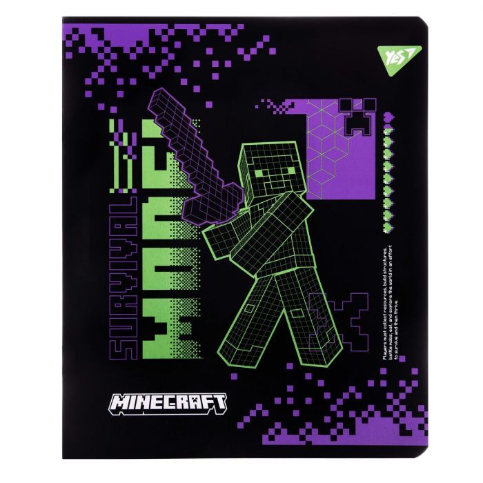 Зошит Yes Minecraft. Black 12 аркушів клітинка (767495) зображення 6
