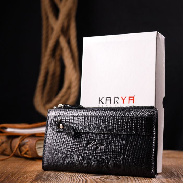 Гаманець Karya З натуральної шкіри Чорний (21129) зображення 11