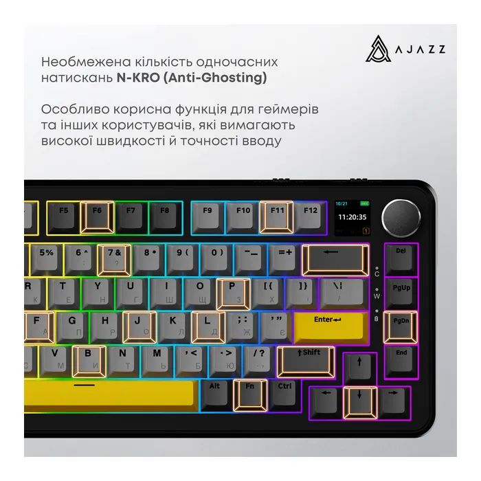 Клавиатура Ajazz AK820 MAX Magnetic switches Purple RGB USB/Wireless/Bluetooth UA Purple (AK820MAX-M-PWB) изображение 12