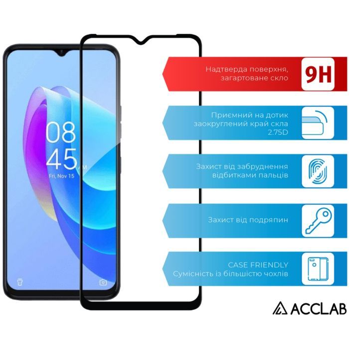Скло захисне ACCLAB Full Glue Tecno Spark 10C Black (1283126564888) зображення 3