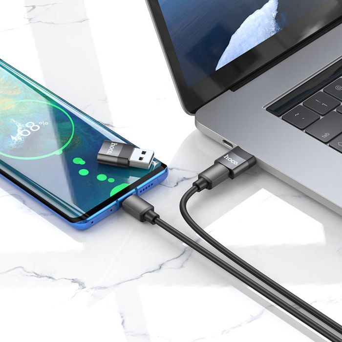 Переходник UA17 USB M to USB-C F USB2.0 Black HOCO (6931474762009) изображение 6