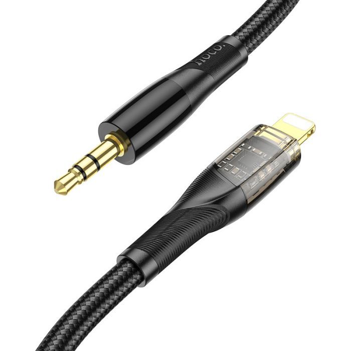 Кабель мультимедийный Lightning to 3.5mm M 1.0m black UPA25 Black HOCO (6931474791153) изображение 2