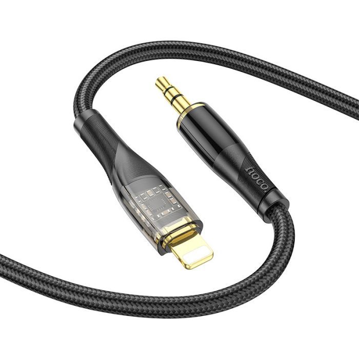 Кабель мультимедийный Lightning to 3.5mm M 1.0m black UPA25 Black HOCO (6931474791153) изображение 3