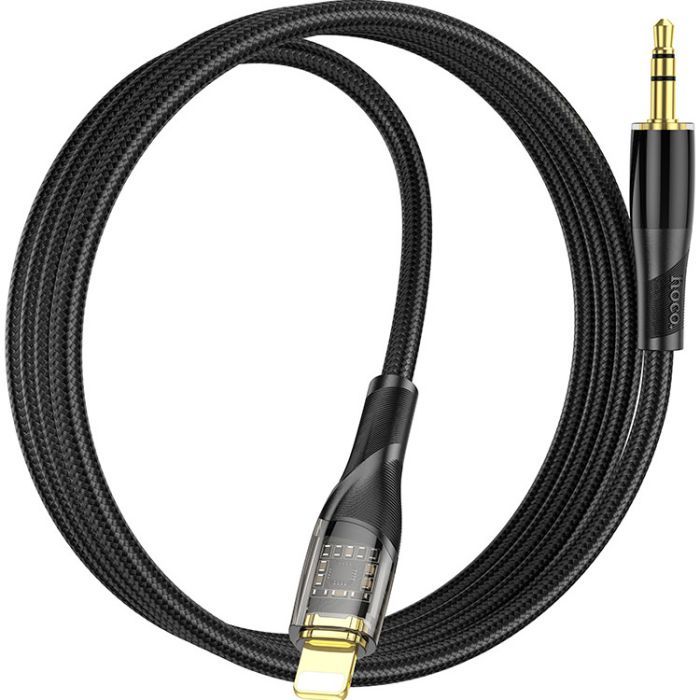 Кабель мультимедийный Lightning to 3.5mm M 1.0m black UPA25 Black HOCO (6931474791153) изображение 4