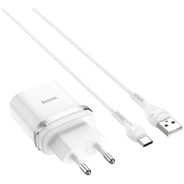 Зарядное устройство HOCO C12Q Smart USB QC3.0 + cable USB to USB-C 18W Black (6931474716293)