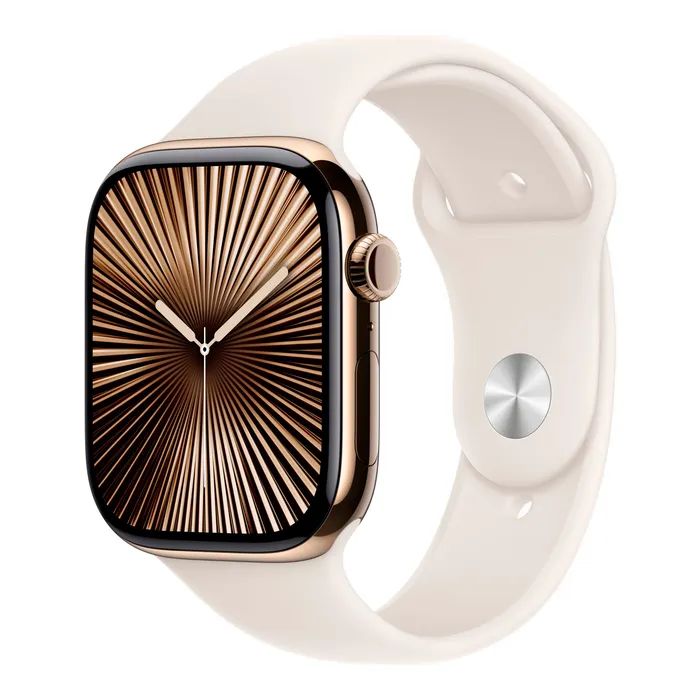 Смарт-годинник Apple Watch Series 10 GPS + Cellular 46mm Gold Titanium Case with Starlight Sport Band - S/M (MWYX3QH/A)