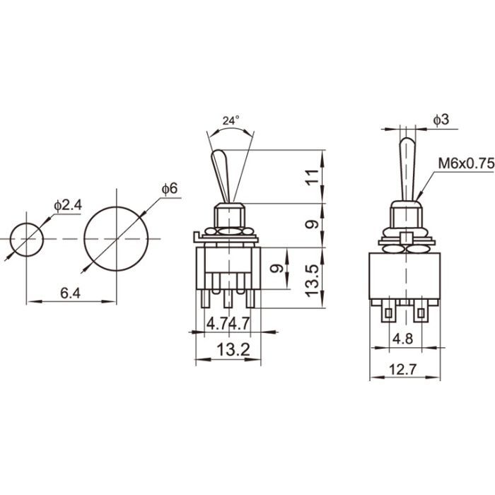 Перемикач для гітари DiMarzio DPDT Mini Switch - 2 Position (EP1106) зображення 2
