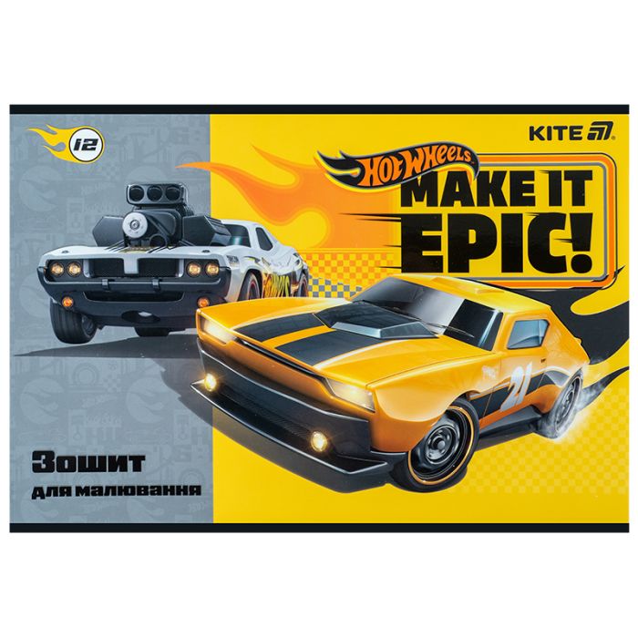 Альбом для рисования Kite Hot Wheels, 12 листов (HW25-241) изображение 7