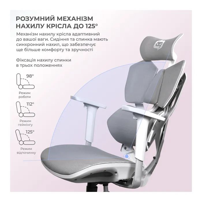 Крісло ігрове Sihoo Xallking X5C Mesh Grey (X5FC-N101) зображення 10