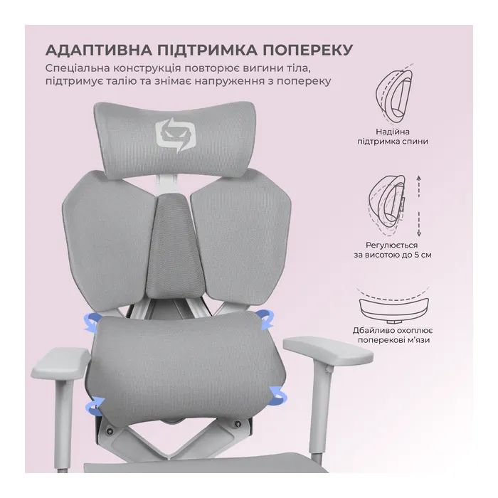 Крісло ігрове Sihoo Xallking X5C Mesh Grey (X5FC-N101) зображення 8