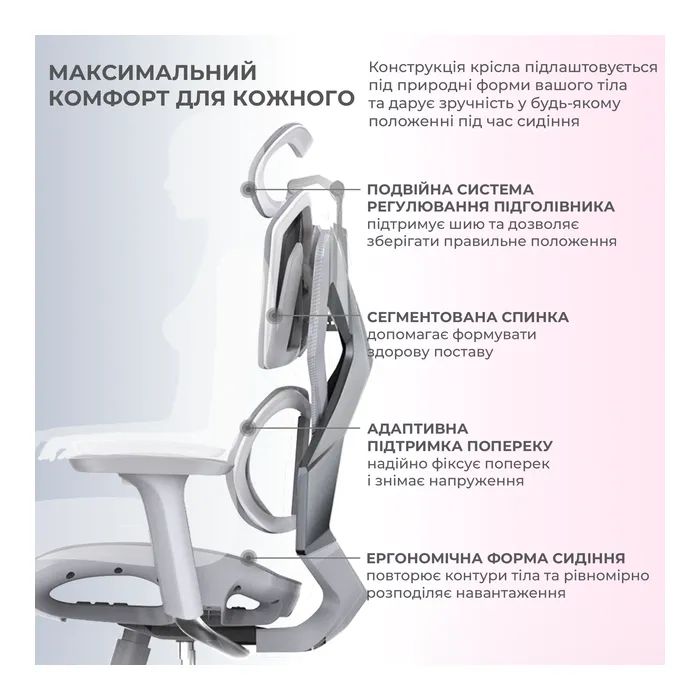 Крісло ігрове Sihoo Xallking X5C Mesh Grey (X5FC-N101) зображення 9