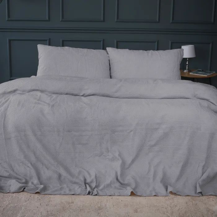 Постельное белье MirSon №20-02 Waffle Gray 172х210 двуспальный (2200011032863)