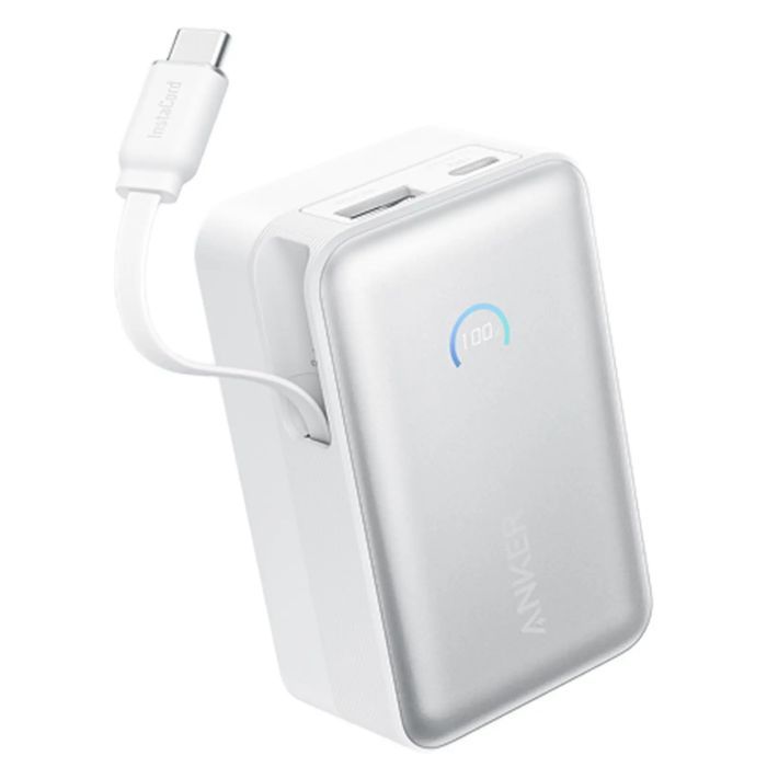Батарея универсальная Anker Nano 10000mAh, 45W, Built-In USB-C Cable, white (A1638H21) изображение 2