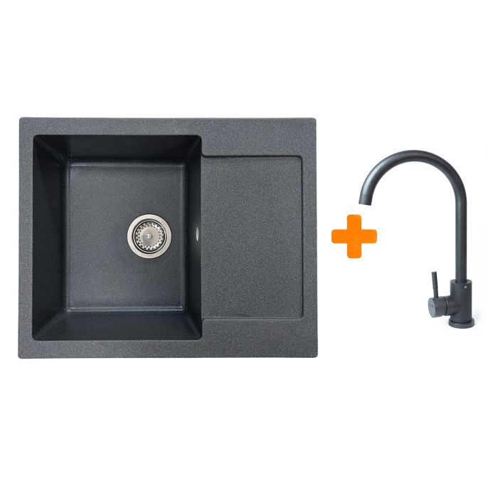 Мойка кухонная Adamant Minimal графіт + змішувач (1824296912313)